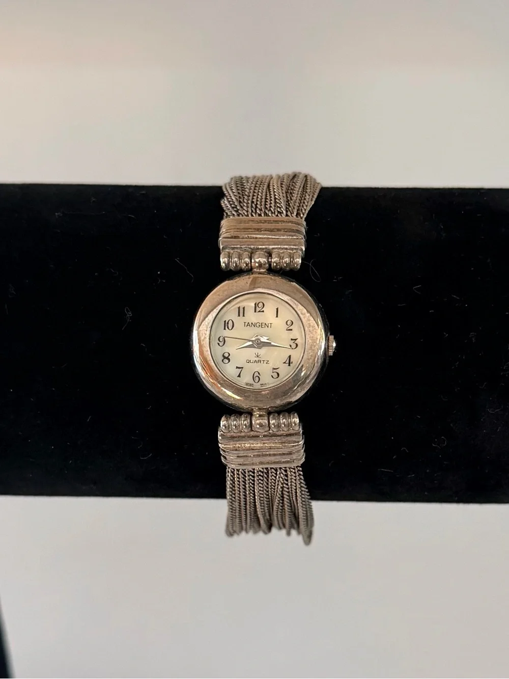 Tangent Silver-Tone Quartz Chain Link Watch